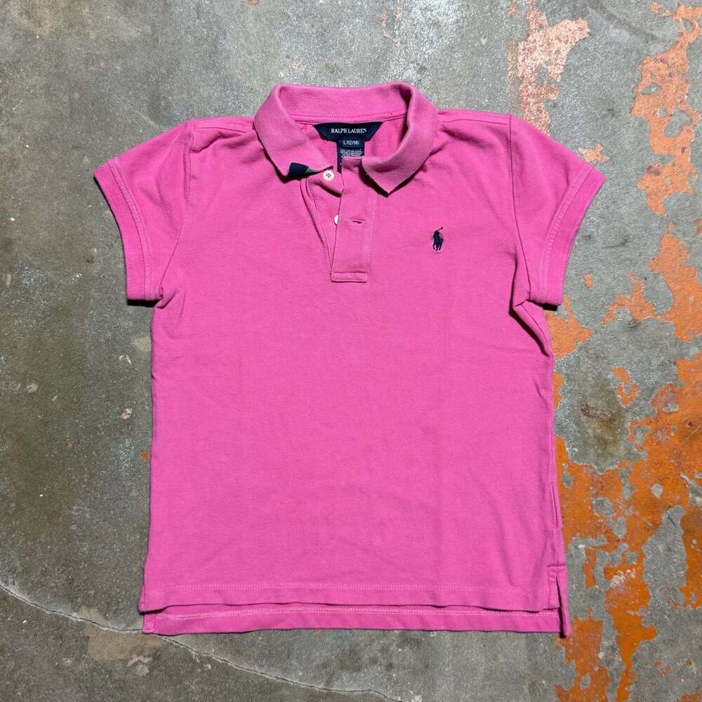 Ralph Lauren Girls Pink Short Sleeve Polo Shirt Size L 12/14